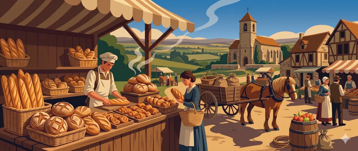 Bread on a wooden table